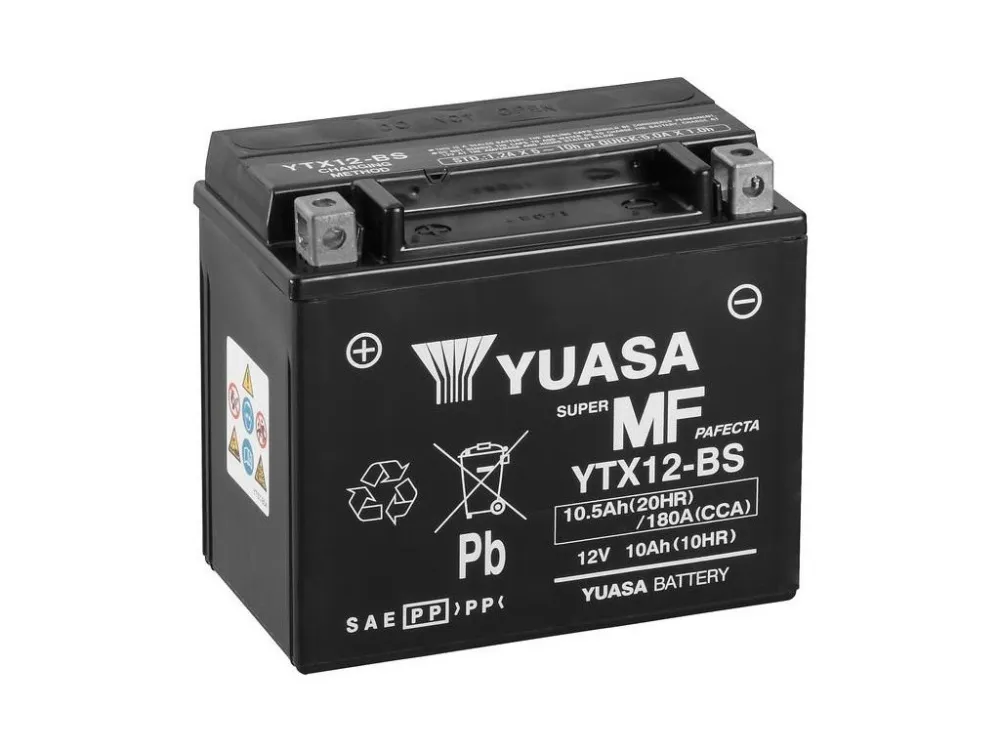Nová Kolekce Motobaterie Yuasa 12V 10Ah (YTX12-BS) (startovací proud 180A)