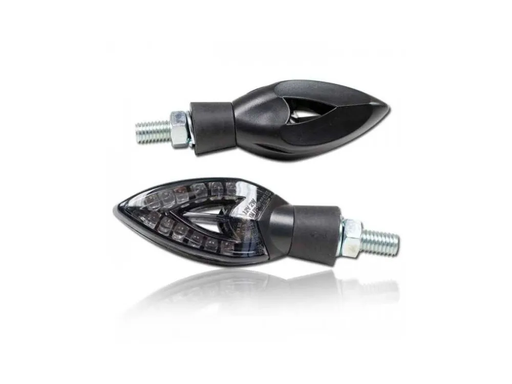 LED blinkry Punta na motorku, tónované sklo, černá, M8 Levný