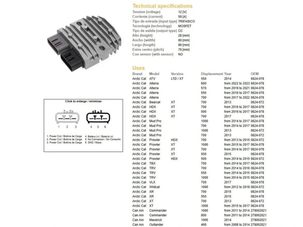 Regulátor napětí DZE CAN-AM 400/500/650/800/1000, Honda TRX 500/650/680, Kawasaki KVF 750 Omezená Nabídka