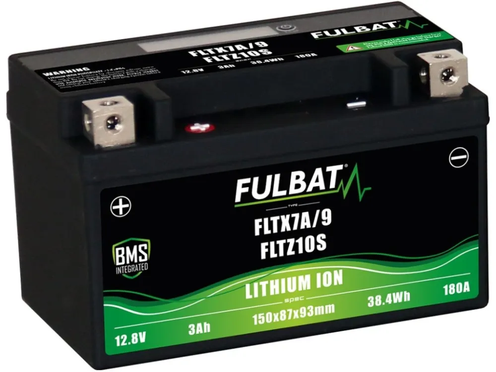 lithiová baterie LiFePO4 YTX7A-BS, YTX9-BS, YTZ10S-BS FULBAT 12V, 3Ah, 180A, hmotnost 0,65 Top Prodej