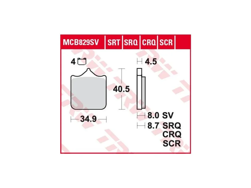 Pouze Dnes TRW MCB829SRT racing sintrované brzdové destičky na motorku