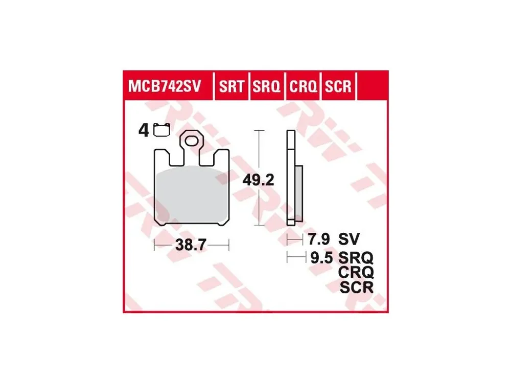 TRW MCB742SRT racing sintrované brzdové destičky na motorku Originální