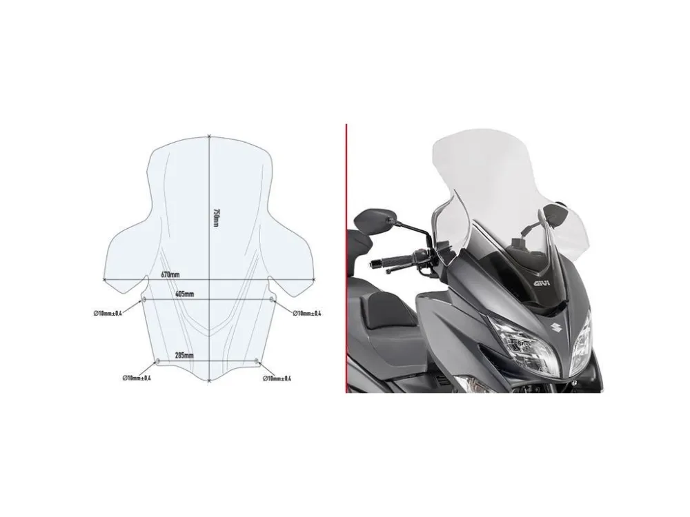 Akční Cena Kappa KD3115ST přední plexi, čiré 75 x 67 cm (VxŠ) SUZUKI Burgman 400 (17-19)