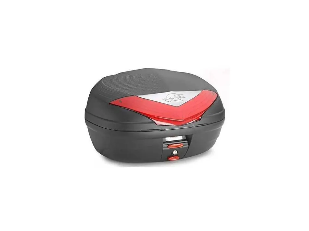 Výprodej Kappa K466N - černý nelakovaný kufr topcase (46 l) na motorku a skůtr, červené odrazky