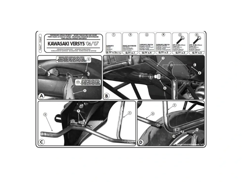 Kappa KL447 držáky bočních kufrů kufry MONOKEY, nebo RETRO FIT KAWASAKI Versys 650 (06-09) Přímo Od Výrobce