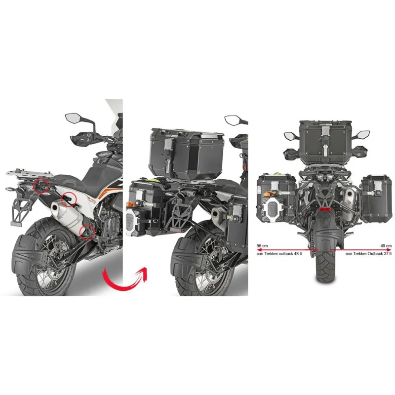 Bezpečná Platba PLO9430CAM trubkový nosič PL ONE-FIT pro KTM Adventure 790/790R (19-20) pro boční kufry OBKN