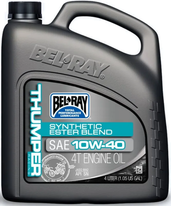 Vysoce Kvalitní Motorový olej Bel-Ray THUMPER RACING SYNTHETIC ESTER BLEND 4T 10W-40 4 l