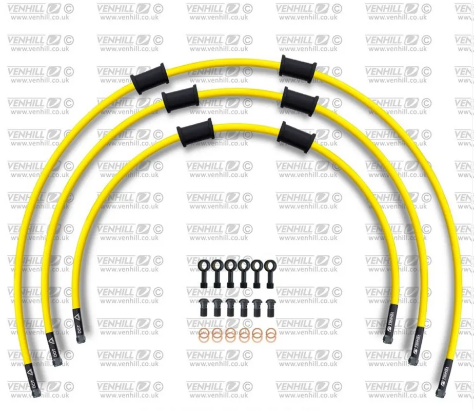 STANDARD Hadice přední brzdy sada Venhill POWERHOSEPLUS HON-7001FB-YE (3 hadice v sadě) žluté hadice, černé koncovky Nová Kolekce