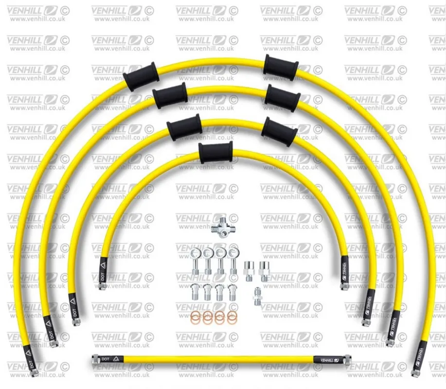 STANDARD Hadice přední brzdy sada Venhill POWERHOSEPLUS KAW-11006FS-YE (3 hadice v sadě) žluté hadice, nerezové koncovky Cenová Bomba