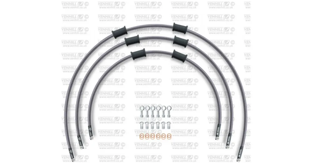 Zlevněný VENHILL sTANDARD Hadice přední brzdy sada Venhill POWERHOSEPLUS SUZ-12001F (3 hadice v sadě) Průhledné hadice, chromové koncovky