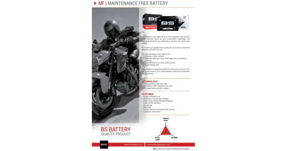BS-BATTERY bezúdržbová motocyklová baterie BT4B-BS Speciální Cena