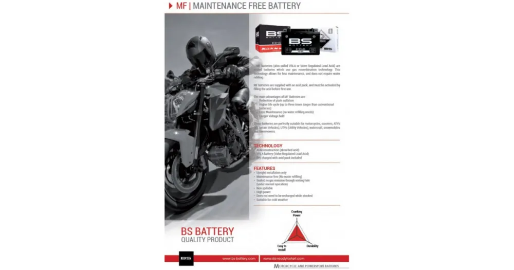 Nízká Cena BS-BATTERY bezúdržbová motocyklová baterie BTX24HL-BS
