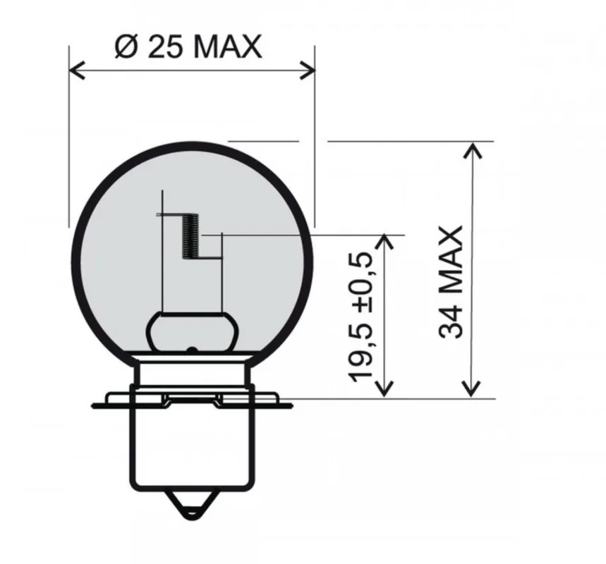 Přední světlo RMS 246510475 SB25 P26S 6V 15W Akce