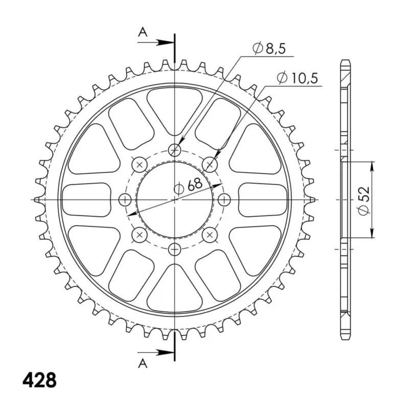Značkový Řetězová rozeta SUPERSPROX RFE-802:46-BLK černý 46 zubů, 428
