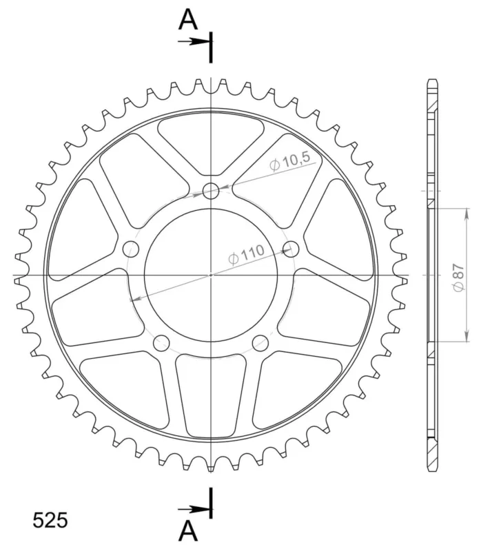 Řetězová rozeta SUPERSPROX RFE-807:49-BLK černý 49 zubů, 525 Akce