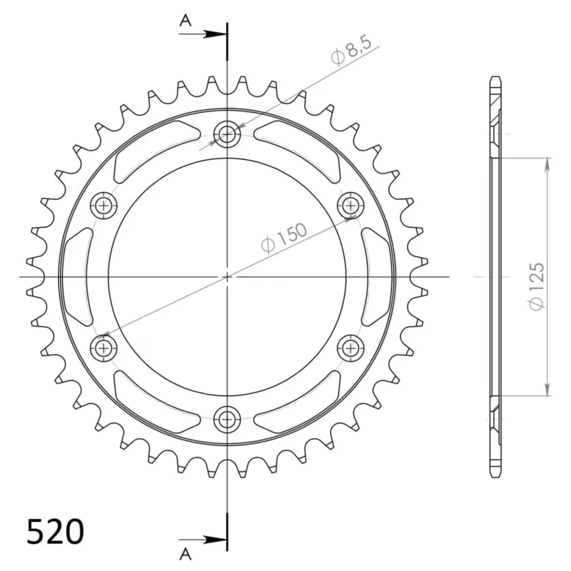 Značkový Řetězová rozeta SUPERSPROX RFE-990:40-BLK černý 40 zubů, 520