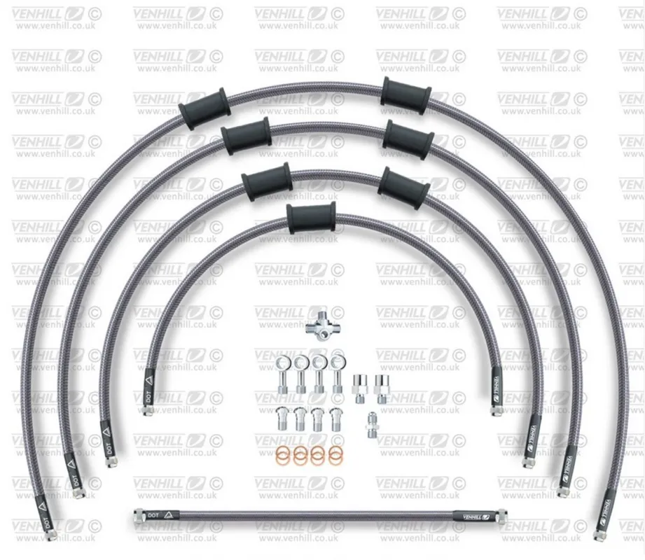 Top Prodej STANDARD Hadice přední brzdy sada Venhill POWERHOSEPLUS SUZ-5007F (5hadic v sadě) Průhledné hadice, chromové koncovky