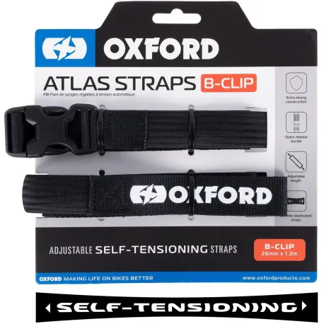 Zavazadlové popruhy Atlas B-Clip, 2 ks, OXFORD (černá, 26mm x 1,2m) Přímo Od Výrobce