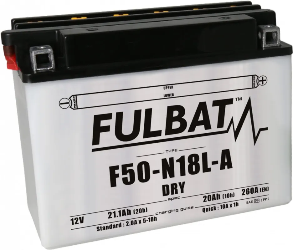 Konvenční motocyklová baterie FULBAT F50-N18L-A (Y50-N18L-A) Včetně balení kyseliny Výprodej