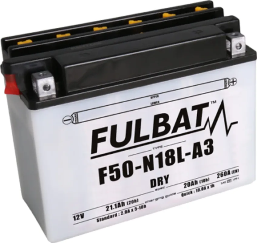 Konvenční motocyklová baterie FULBAT F50-N18L-A3 (Y50-N18L-A3) Včetně balení kyseliny Autentický
