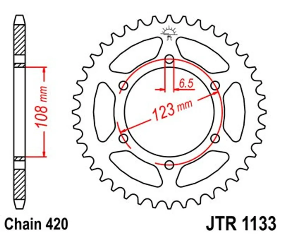 Řetězová rozeta JT JTR 1133-65 65 zubů, 420 Přímo Od Výrobce