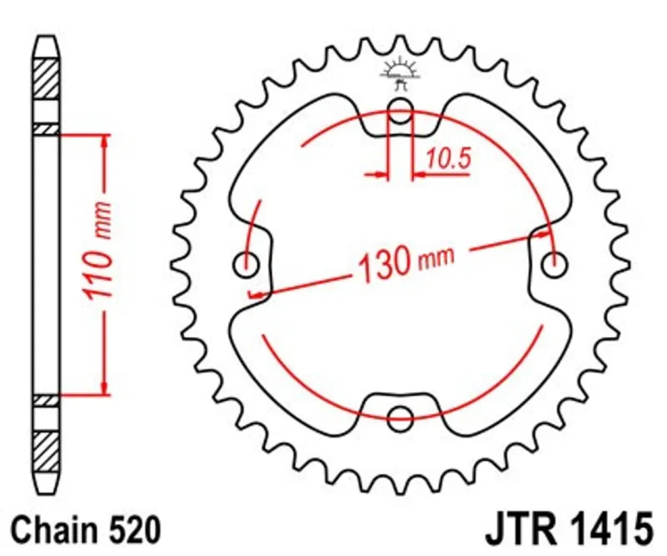Řetězová rozeta JT JTR 1415-37 37 zubů, 520 Omezená Nabídka