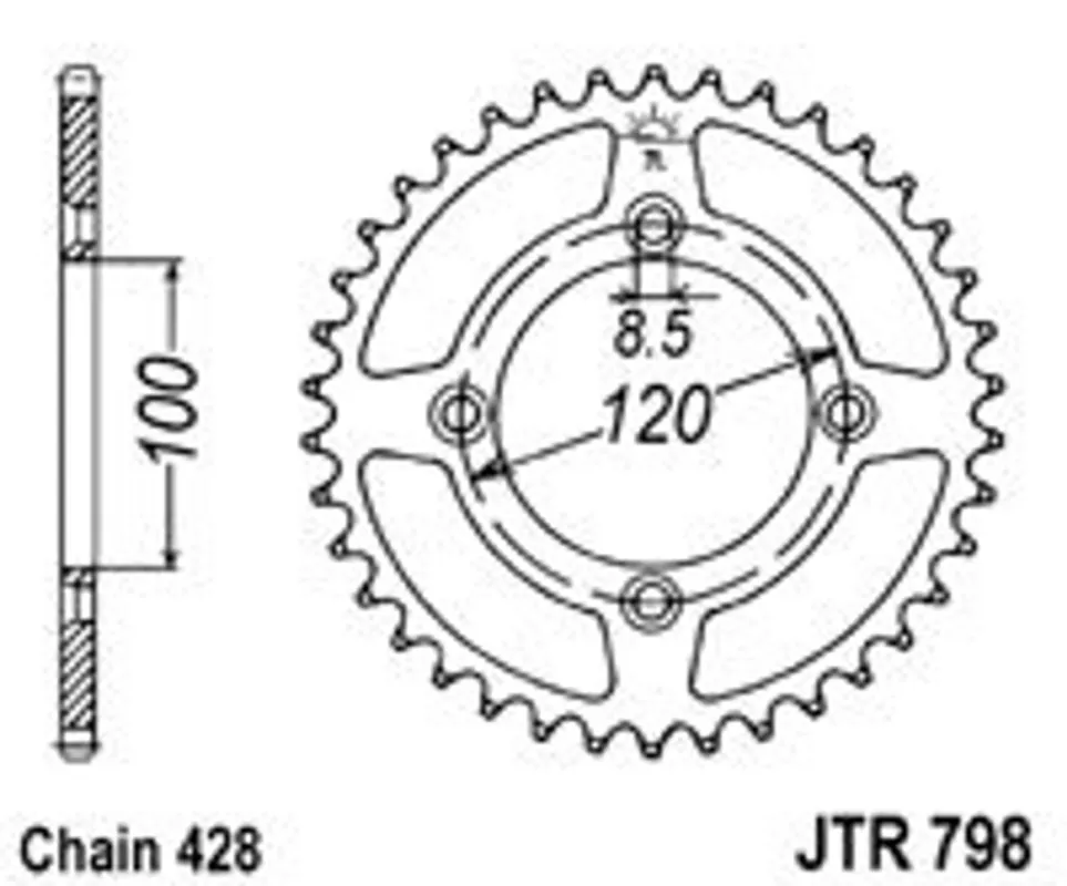 Řetězová rozeta JT JTR 798-47 47 zubů, 428 Cenová Bomba