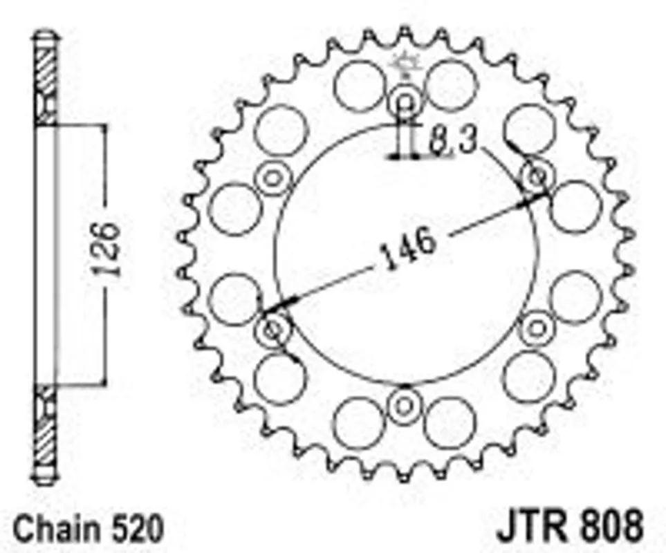 Řetězová rozeta JT JTR 808-46 46 zubů, 520 Koupit Online