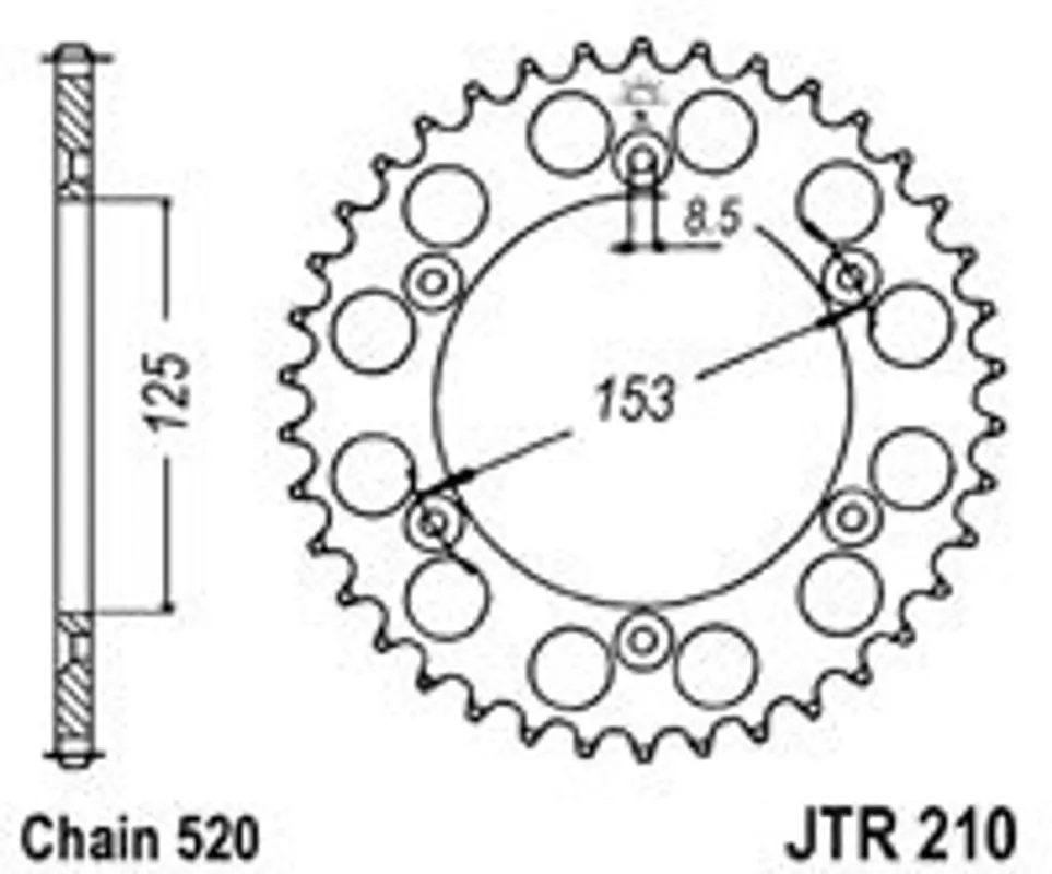 Řetězová rozeta JT JTR 210-43 43 zubů, 520 Oblíbený