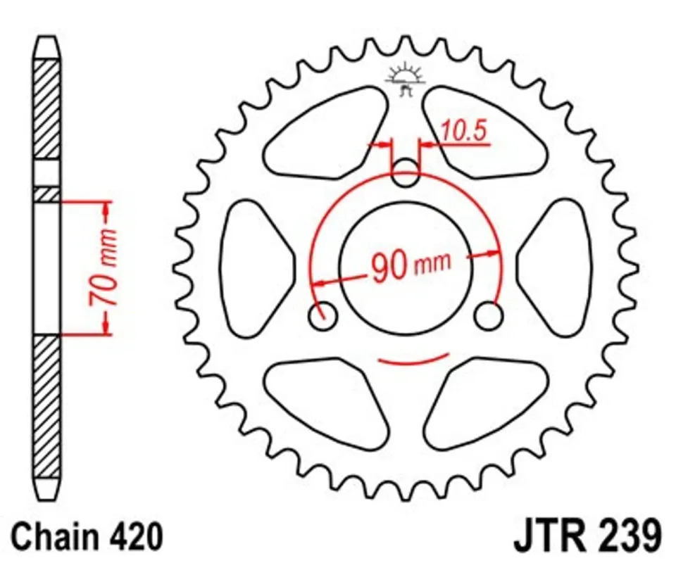 Řetězová rozeta JT JTR 239-38 38 zubů, 420 Nízká Cena