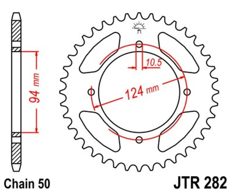 Řetězová rozeta JT JTR 282-34 34 zubů, 530 Novinka