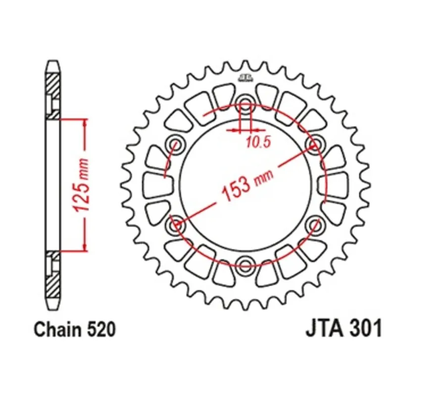 Dokud Zásoby Vydrží Hliníková řetězová rozeta JT JTA 301-39BLK 39 zubů, 520 černá