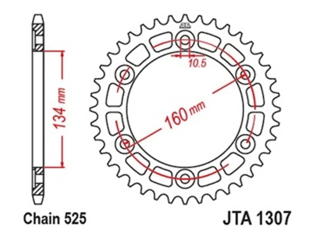 Omezená Nabídka Hliníková řetězová rozeta JT JTA 1307-42BLK 42 zubů, 525 černá