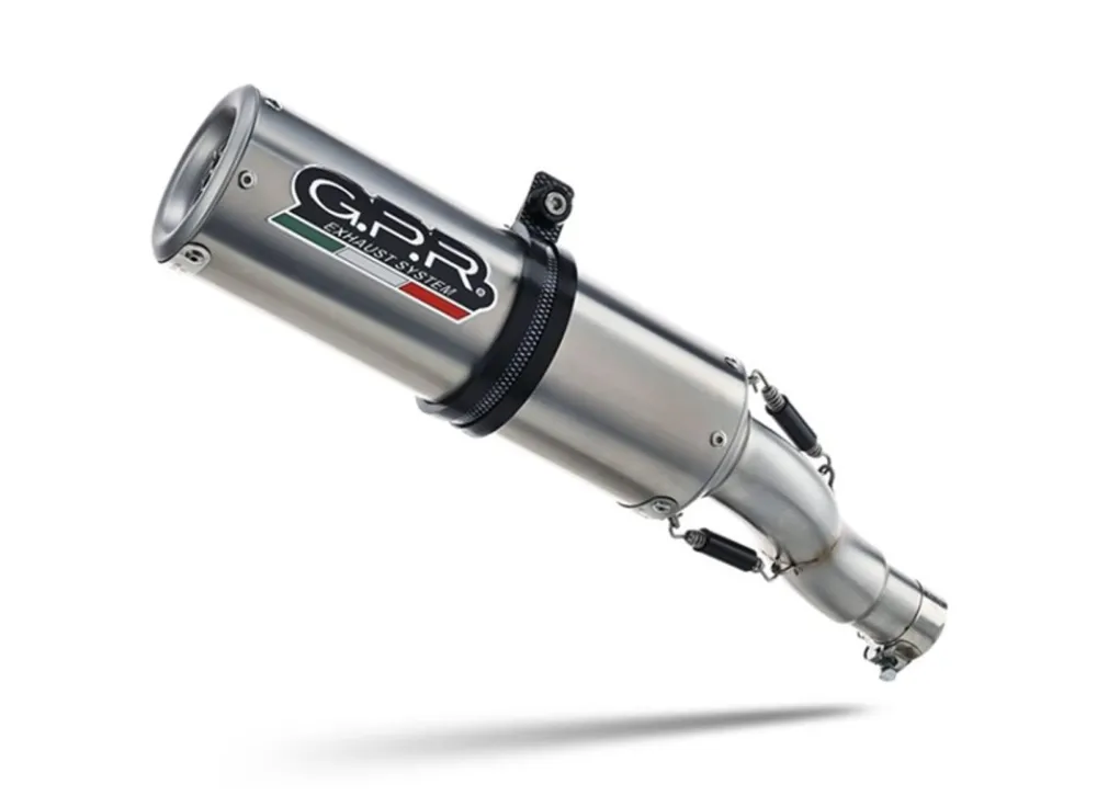 Cenová Bomba Koncovka výfuku Slip-on GPR M3 INOX E4.H.254.1.M3.INOX Broušená nerezová ocel zahrnuje spojovací svod a odnímatelný dB killer