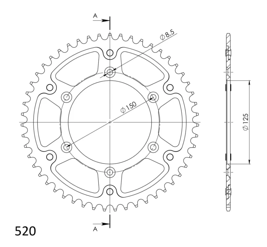 Rozeta SUPERSPROX STEALTH RST-990:51-SLV stříbrná 51 zubů, 520 Horká Nabídka