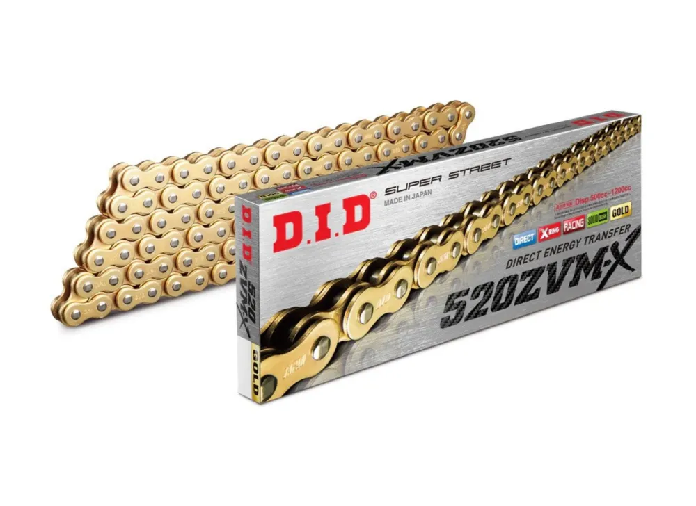 ZVM-X série X-Kroužkový řetěz D.I.D Chain 520ZVM-X 122 článků Zlatá/Zlatá Sezónní Sleva