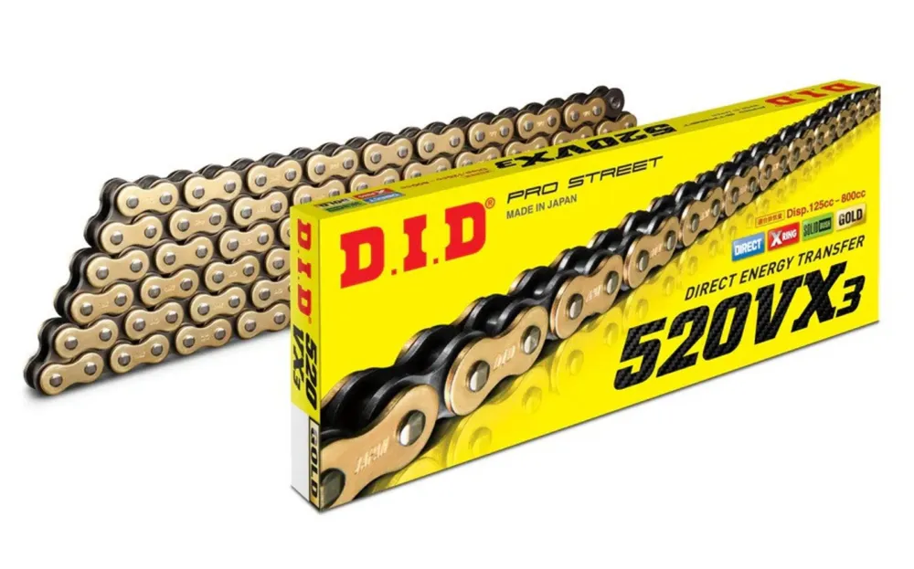 VX série X-Kroužkový řetěz D.I.D Chain 520VX3 126 článků Zlatá/Černá Speciální Cena