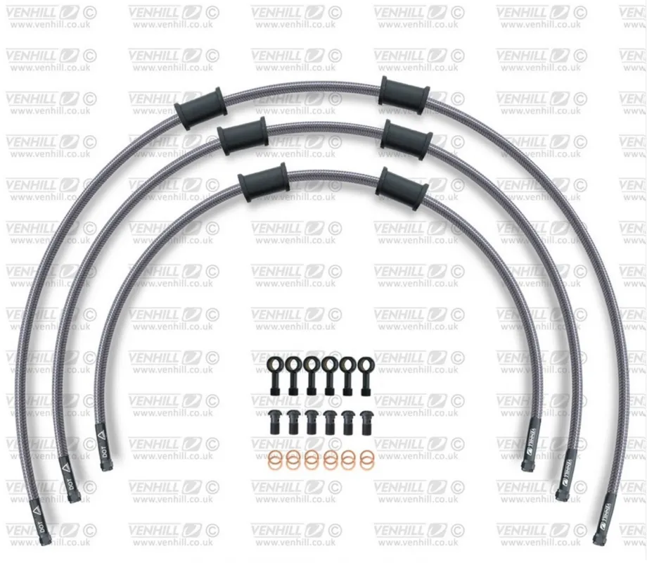 Značkový STANDARD Hadice přední brzdy sada Venhill POWERHOSEPLUS HON-11003FB (3 hadice v sadě) Průhledné hadice, černé koncovky