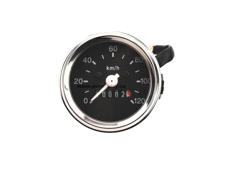 Tachometr 60mm chromovaný kroužek 120km/h pro Kreidler, Puch Maxi, Sachs, Zündapp Levný