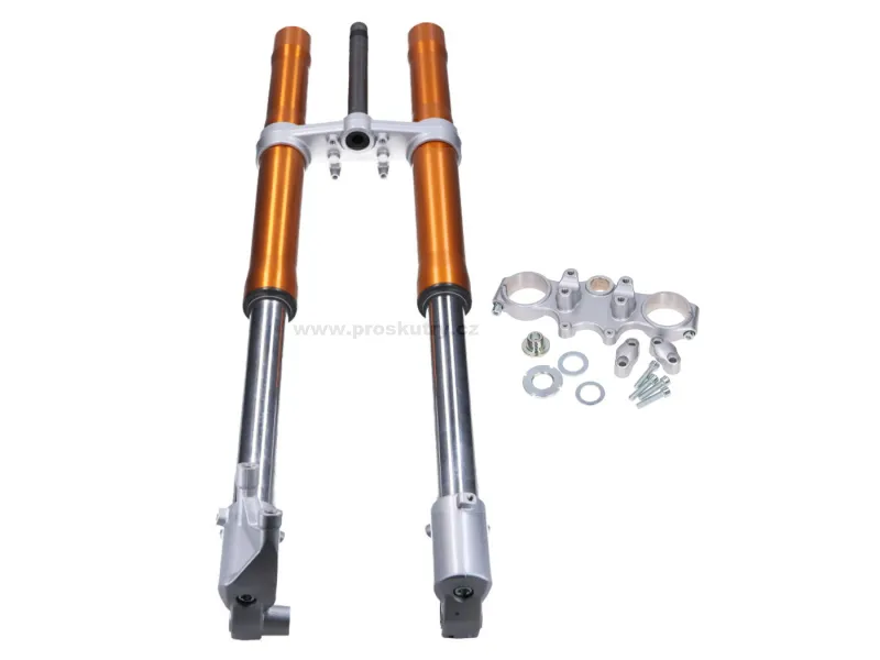 Kompletní vidlice 860mm zlatě eloxovaná pro Rieju MRT PRO 50cc / 125cc 2009-2015 0/000.130.5104 Poslední Šance