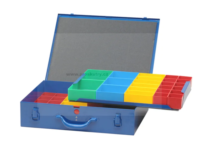 Třídicí box Hünersdorff, kovový (330x440x100mm) 59 přihrádek, modrý Omezená Nabídka