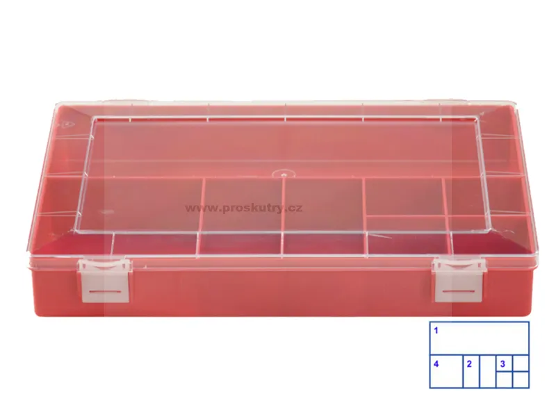 Úložný box Hünersdorff Classic (225x335x55mm) 8 přihrádek, plastový, červený Jen Po Omezenou Doba